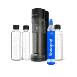 Sodapop Wassersprudler Logan Starterset mit CO₂-Zylinder und 3x Glasflasche, Matt Schwarz, Höhe 42,6 cm inkl. 3 Glasflaschen Angebot bei HelloDeals
