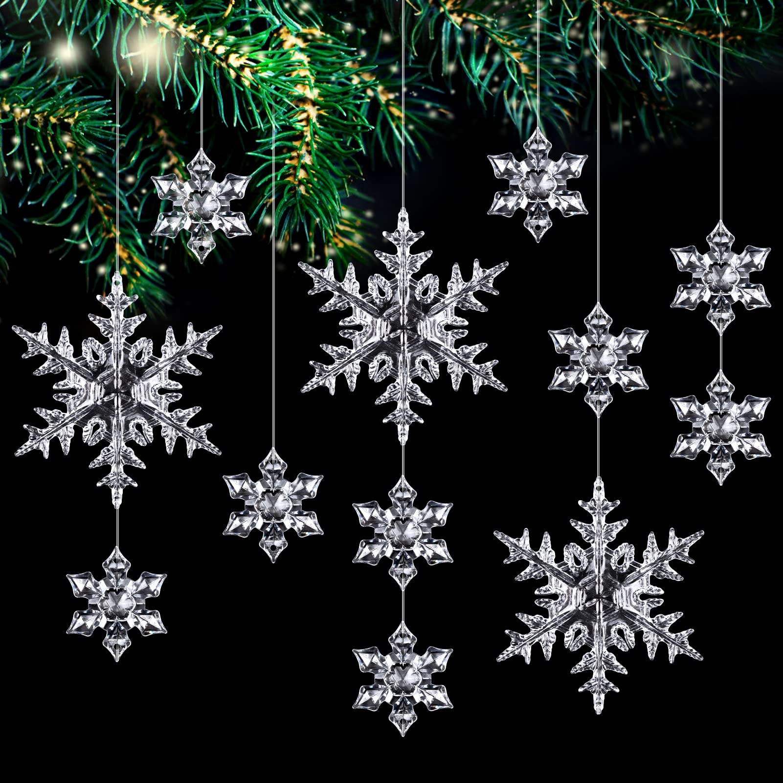 25 Stück Acryl Schneeflocken Christbaumschmuck, Anhänger Deko, Weihnachtsbaumschmuck Hängende Ornamente für Weihnachten Party Hochzeit Dekoration Klar Angebot bei HelloDeals