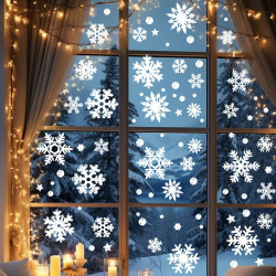 Fensterbilder Weihnachten Selbstklebend, 10 Blatt Weihnachtsdeko Innen, Schneeflocken Fensterbild Fensterdeko Weihnachten für Winter Weihnachtsdeko Fenster Angebot bei HelloDeals