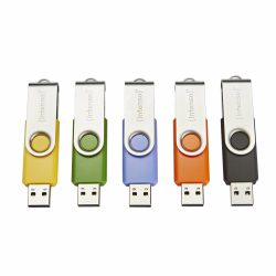 Intenso Basic Line 5X 32 GB USB-Sticks USB 2.0 mit praktischen Beschriftungsetiketten, Gelb, Grün, Schwarz, Blau + Orange, mit silbernem Metallbügel, 5er Pack 5x32GB Basic Line Angebot bei HelloDeals