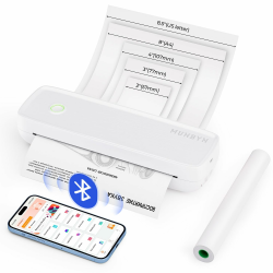 MUNBYN Mobiler Drucker Bluetooth Thermodrucker A4 203DPI Inkless Printer Kompatibel mit Android & iOS für Handy & Laptop, Unterstützt 210x297mm A4 Thermopapier, Tragbarer Drucker, ITP04, Weiß A4-Thermodrucker Weiß Angebot bei HelloDeals