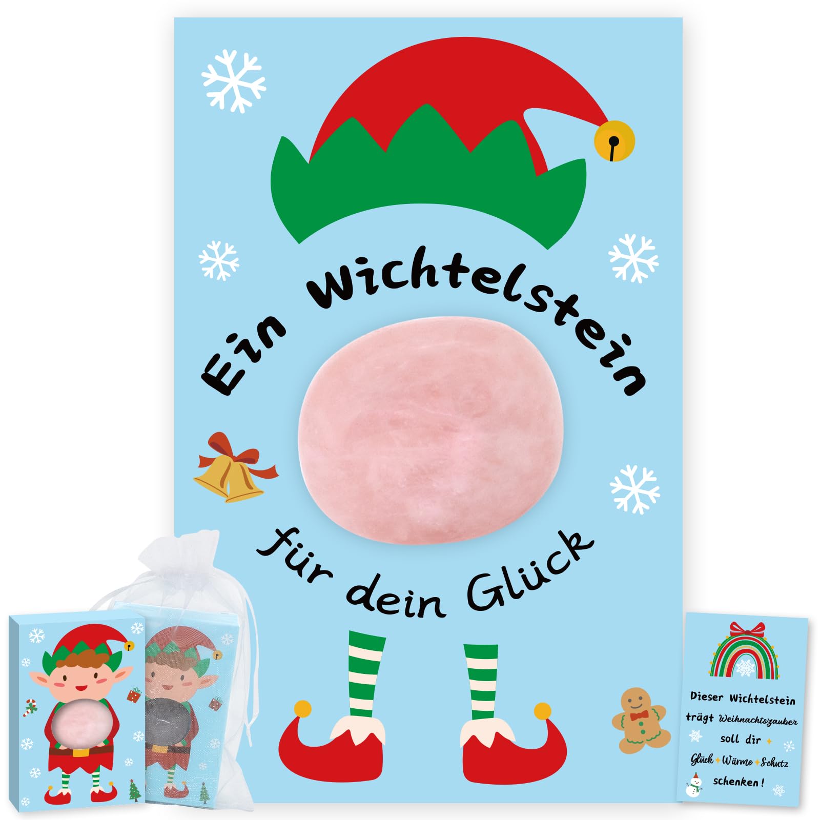 Wichtel Zubehör Weihnachten, Wichtelstein als Wichtelgeschenk Kinder, Magischer Glückssteine (2-3 cm) Glücksbringer Kinder, Wichtelzubehör, Wichtel Geschenke, Edelstein Adventskalender Rosa Angebot bei HelloDeals