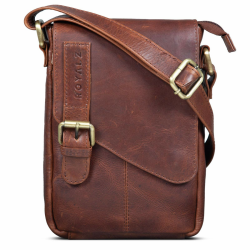 ROYALZ "Louisiana Leder Umhängetasche Klein für Männer Herren Ledertasche Mini Seitentasche Vintage Look Tasche zum Umhängen;Farbe:Schwarz Roma Cognac Braun Angebot bei HelloDeals