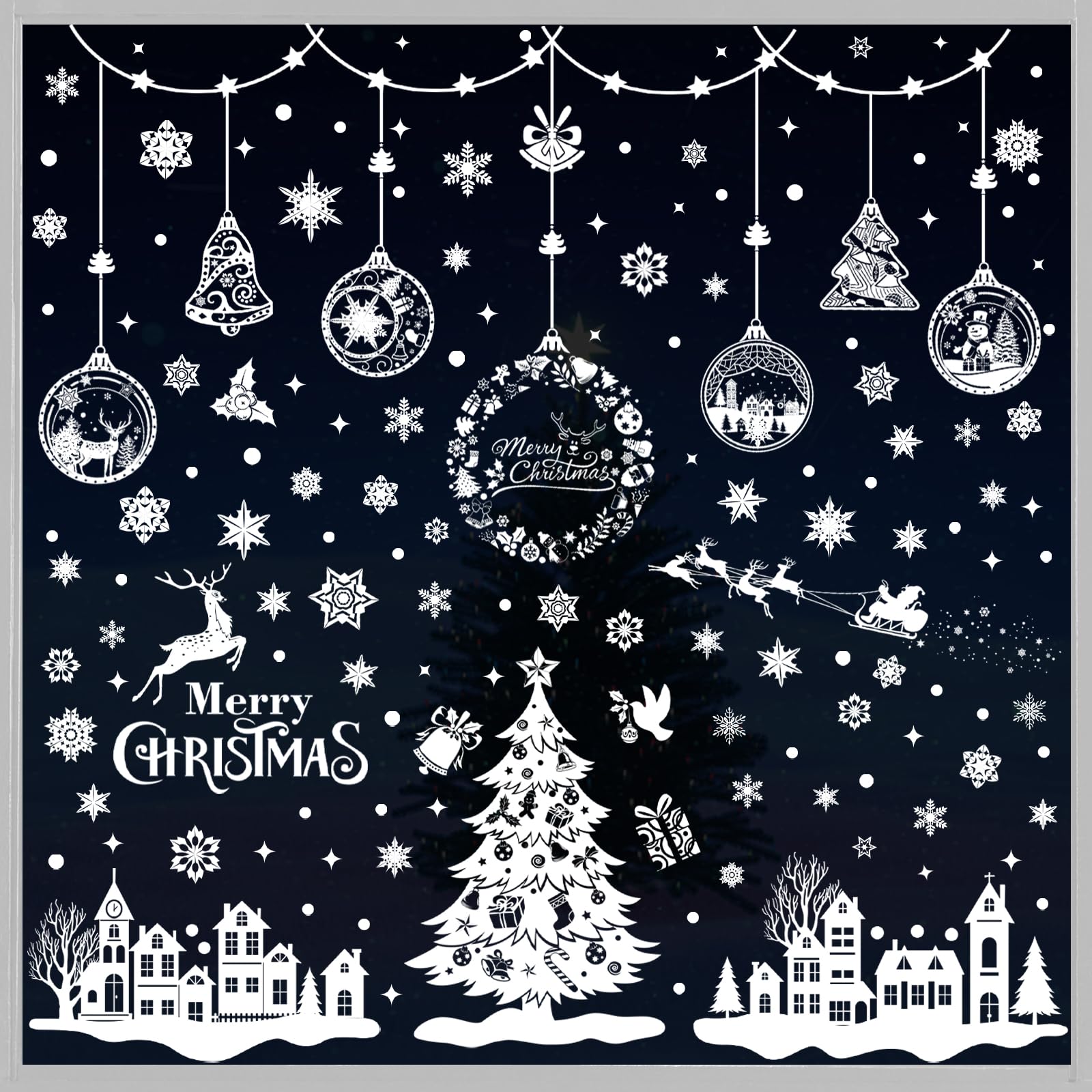 Fensterbilder Weihnachten Fensterdeko Selbstklebende 244Stk - Statische Fenstersticker Fensteraufkleber Weihnachten mit Schneeflocken, Wiederverwendbare Weiße Winter Weihnachtsdeko Fenster Fensterbilder Weihnachten 1 Angebot bei HelloDeals