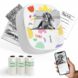 Mini Drucker für Smartphone, Sticker Thermodrucker Fotodrucker mit 4 Rollen Papier, Bluetooth-Drucker ohne Tinte, für kreative Bastelarbeiten von Kindern, Tagebücher, Studiennotizen - Weiß Snow Angebot bei HelloDeals
