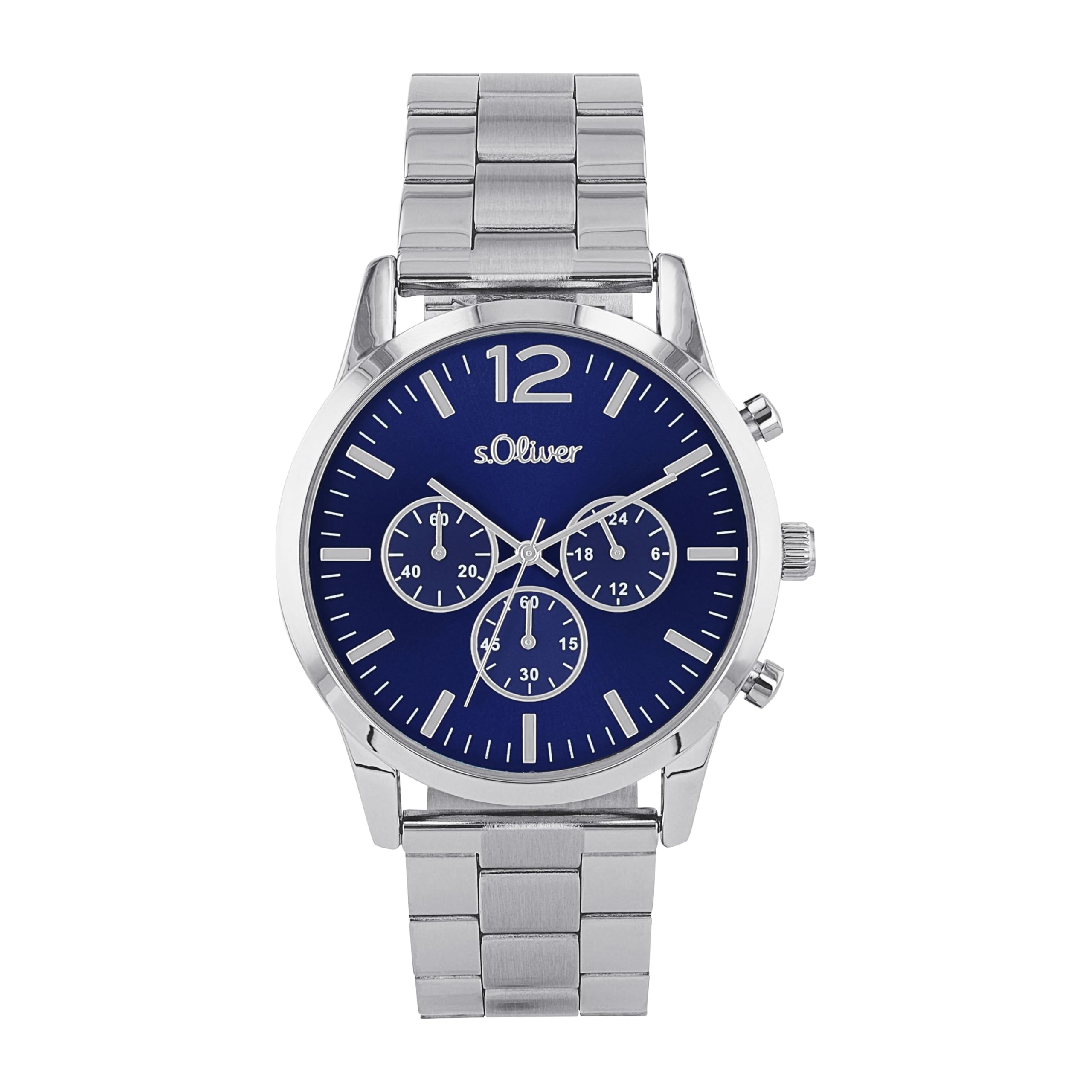 s.Oliver Armbanduhr Herren Chronograph Analog, mit Edelstahl Armband, 3 bar Wasserdicht, Kommt in Uhren Geschenk Box Blau Angebot bei HelloDeals