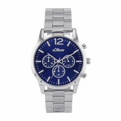 s.Oliver Armbanduhr Herren Chronograph Analog, mit Edelstahl Armband, 3 bar Wasserdicht, Kommt in Uhren Geschenk Box Blau Angebot bei HelloDeals