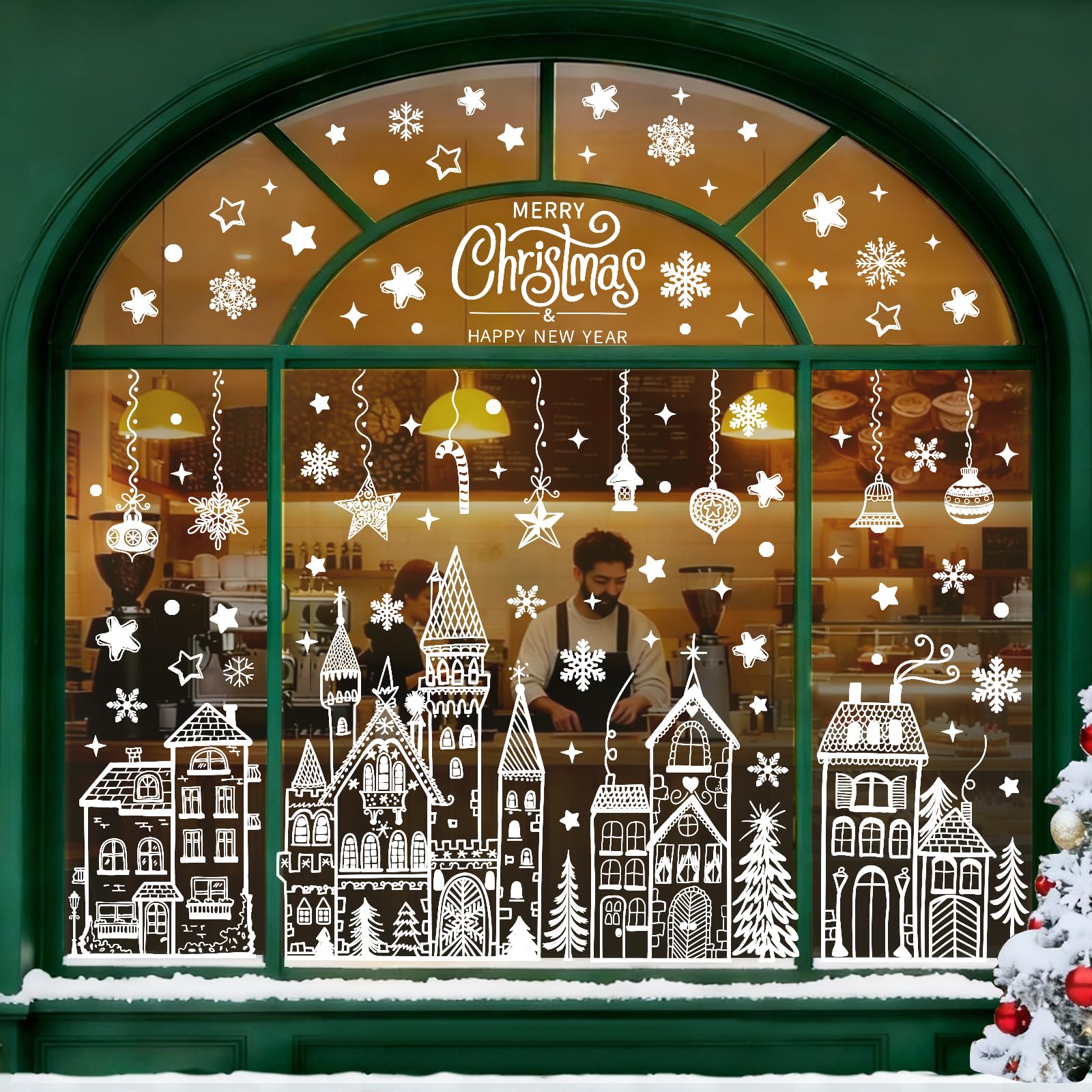 Fensterbilder Weihnachten Groß, Weihnachts Fenstersticker Häuser Weiß, Fensteraufkleber Kinder Selbstklebend, Weihnachtsfensterbilder Winter XXL Wiederverwendbar Fensterdeko Schneeflocken Angebot bei HelloDeals