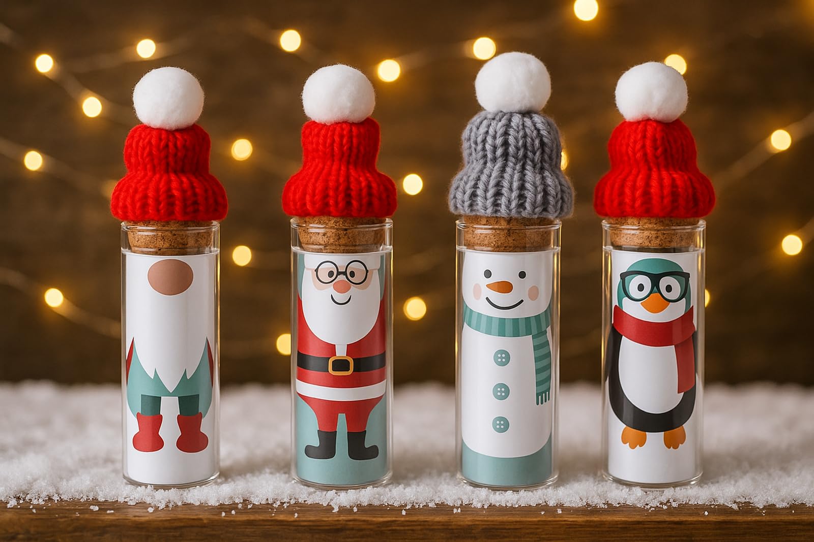 KAMACA 4er Set Geschenkschachtel Glasröhrchen mit Bommelmütze Geschenkbox für Geldgeschenke kreative Weihnachtsverpackung mit Grußbotschaft Geschenkverpackung Geld Weihnachten (4er Set Winterfreunde) Angebot bei HelloDeals