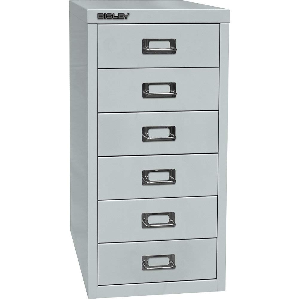 BISLEY MultiDrawer, 29er Serie, DIN A4, 6 Schubladen, Metall, 645 Lichtgrau, 38 x 27.9 x 59 cm Angebot bei HelloDeals