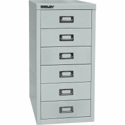BISLEY MultiDrawer, 29er Serie, DIN A4, 6 Schubladen, Metall, 645 Lichtgrau, 38 x 27.9 x 59 cm Angebot bei HelloDeals