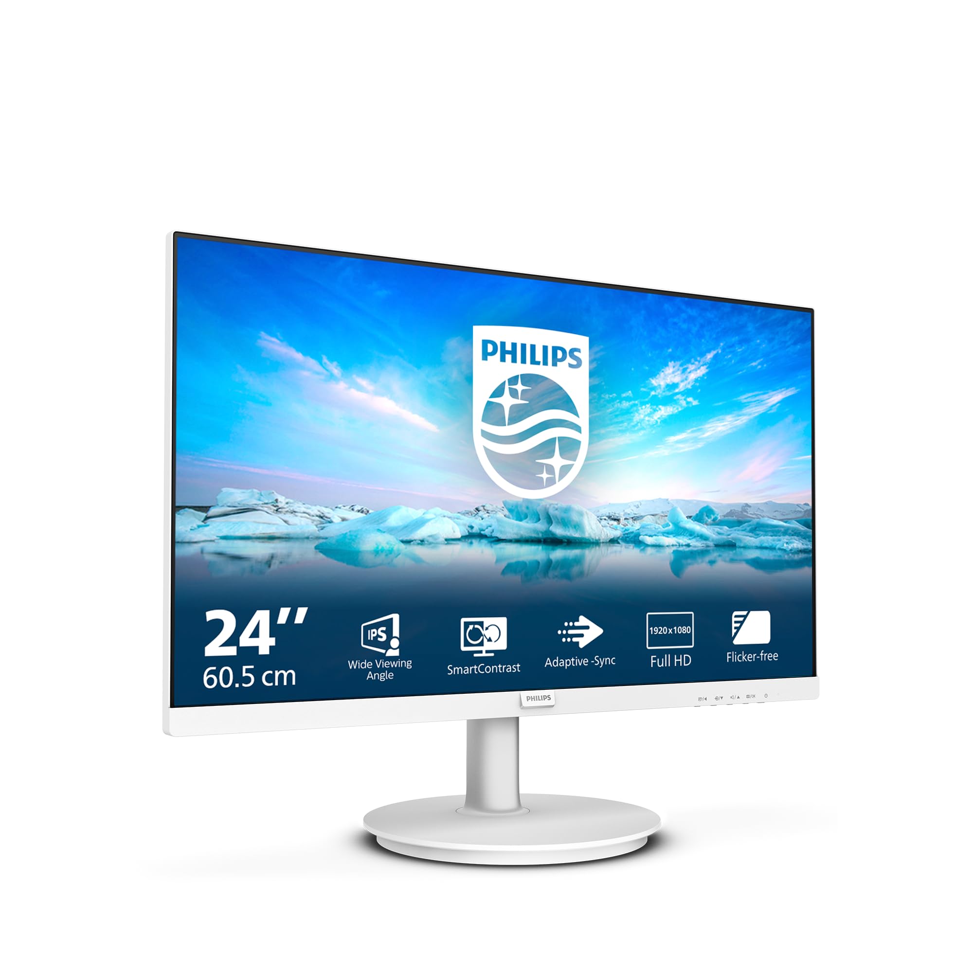 Philips 241V8AW - 24 Zoll Full HD Monitor, eingeb. Lautsprecher, Flimmerfrei (1920x1080, 75 Hz, VGA, HDMI) Weiss 24" FHD 75 Hz - IPS HDMI Lautsprecher Angebot bei HelloDeals