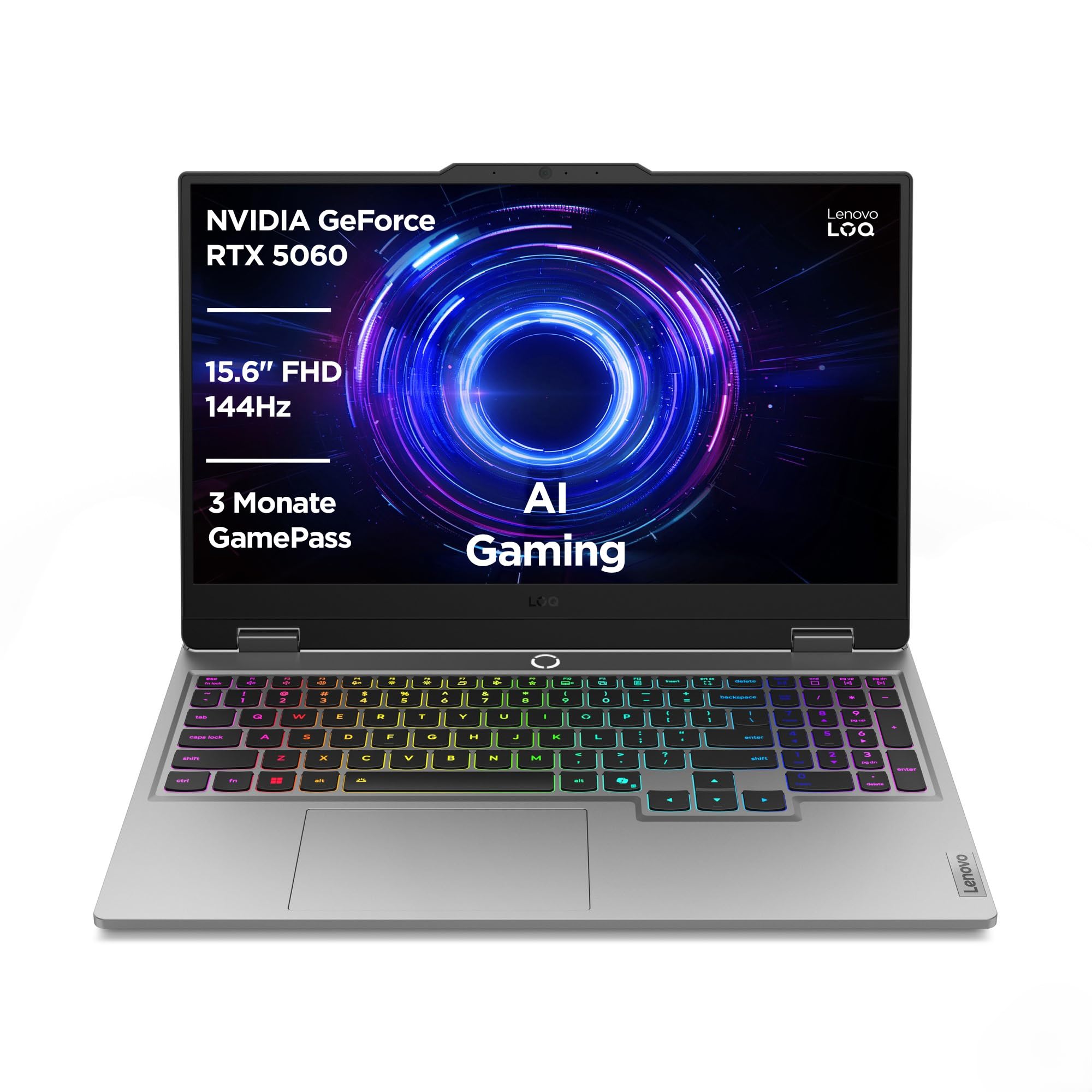Lenovo LOQ Gaming AI Laptop | 15.6" Full HD 144Hz | NVIDIA GeForce RTX 5060 8GB | Intel Core i7-13650HX | 32GB RAM | 1TB SSD | Win11 | QWERTZ | RGB-beleuchtete Tastatur | Grau | 3 Monate GamePass Intel Core i7-13650HX NVIDIA RTX 5060 Angebot bei HelloDeals