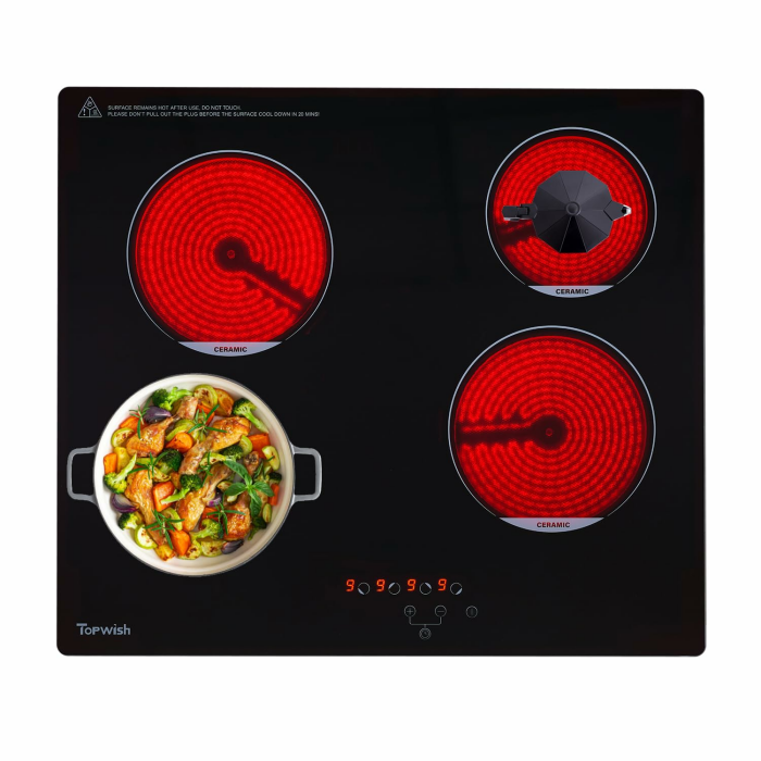 Glaskeramikkochfeld, herdplatte 4 kochfelder, keramikkochfeld 4 platten, kochfeld 4 platten mit Kindersicherung, Überhitzungsschutz, Restwärmeanzeige, 60cm, 6000W 4 Zone-60cm Angebot bei HelloDeals