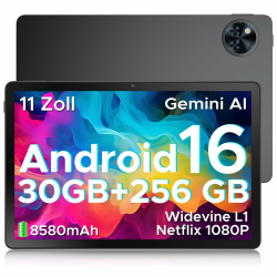 DOOGEE U11 Pro Android 16 Tablet 11 Zoll, 30GB RAM+256GB ROM (2TB TF) 8580mAh, 90Hz Display, Unisoc T7200 Octa Core Tablet PC, 13MP+5MP, 5G WiFi/Widevine L1/ GPS/Face ID/OTG [2025] Schwarz Angebot bei HelloDeals