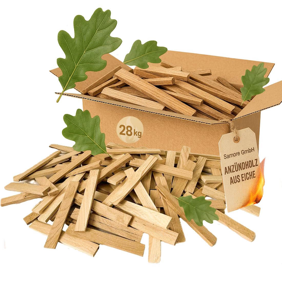 Samore Premium Anzündholz 28 kg Anfeuerholz Anmachholz Brennholz aus Eichenholz, Bio Kaminholz Ofenholz Smoker Grill BBQ trocken ofenfertig, getrocknet und unbehandelter Grillanzünder Angebot bei HelloDeals