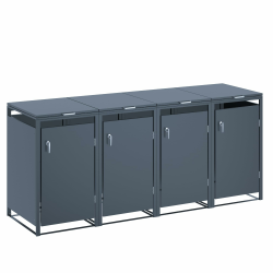 JOMO Mülltonnenbox 4-er aus verzinktem Stahl in Anthrazit – Wetterfeste Mülltonnenverkleidung - Mülltonnenhaus für 120L & 240L Tonnen, stabile Müllbox mit Belüftung 4 Türen Angebot bei HelloDeals