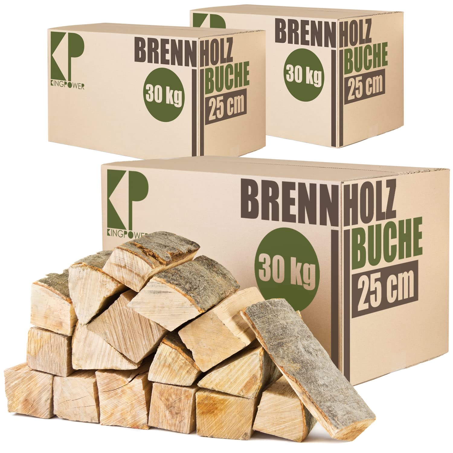 Reine Buche Brennholz 25cm und 33cm Kaminholz 90kg für Kaminofen Lagerfeuer Feuerschale Ofen Grill Buchenholz kammergetrocknet ofenfertig Holzscheite Kingpower, Länge:25 cm Angebot bei HelloDeals