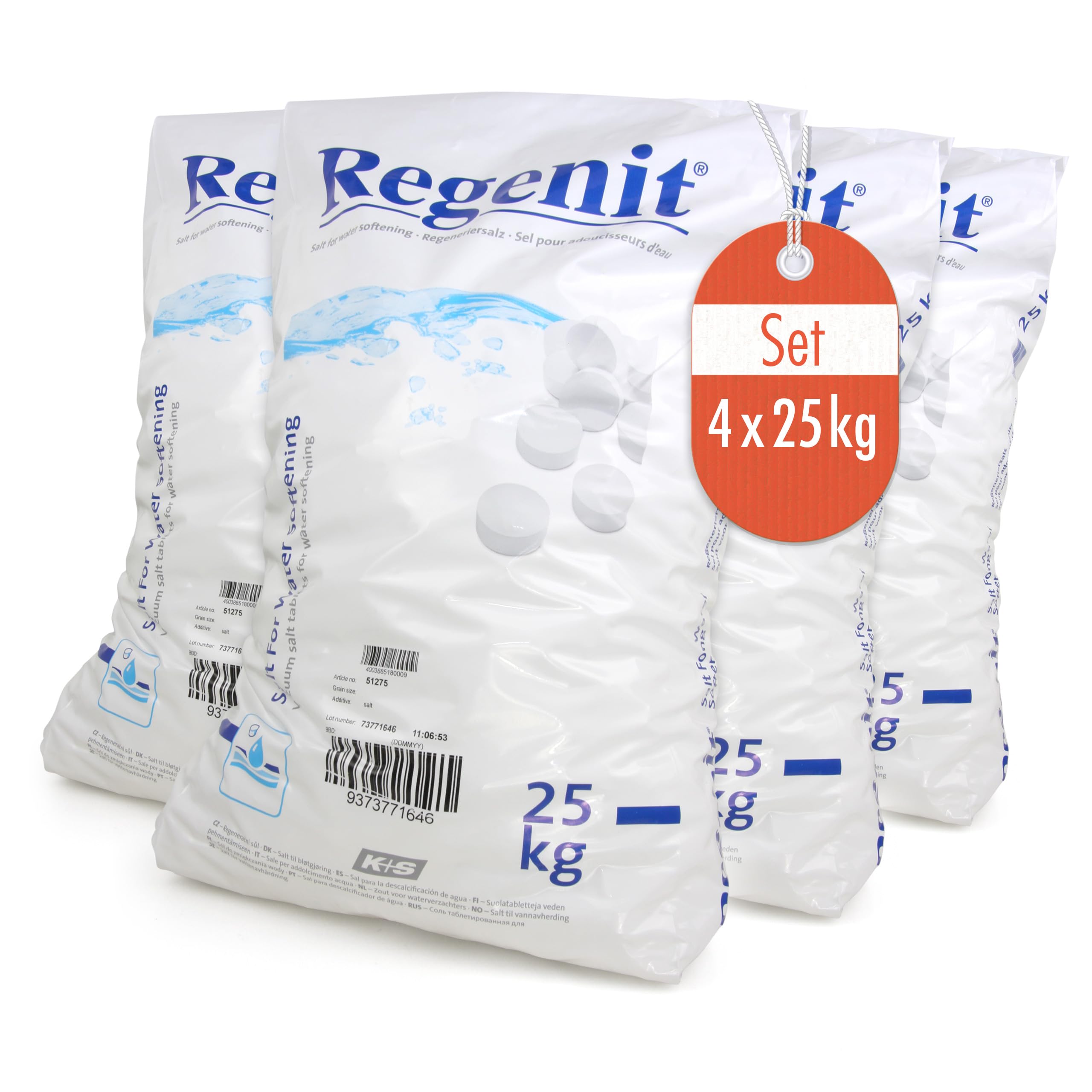 4 x 25 kg (100 kg) Regenit® Siedesalztabletten zur Regenerierung von Wasserenthärtungsanlagen Angebot bei HelloDeals