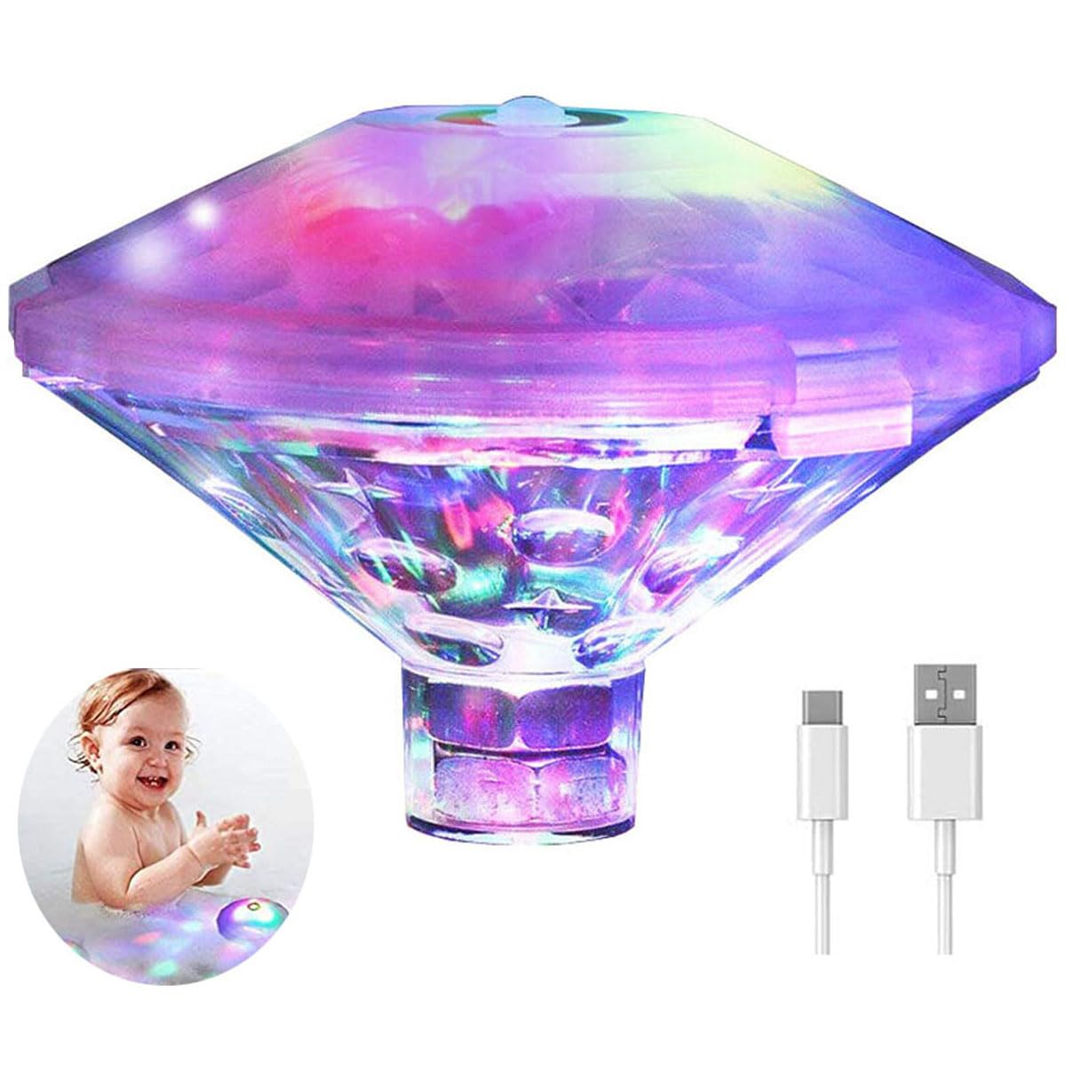 Schwimmende Pool Led Wanne Lichter Lampe Whirlpool Lichter Wiederaufladbare Poolbeleuchtung für Bad Disco Teich Kind Bad Spielzeug, 7 Modi Angebot bei HelloDeals