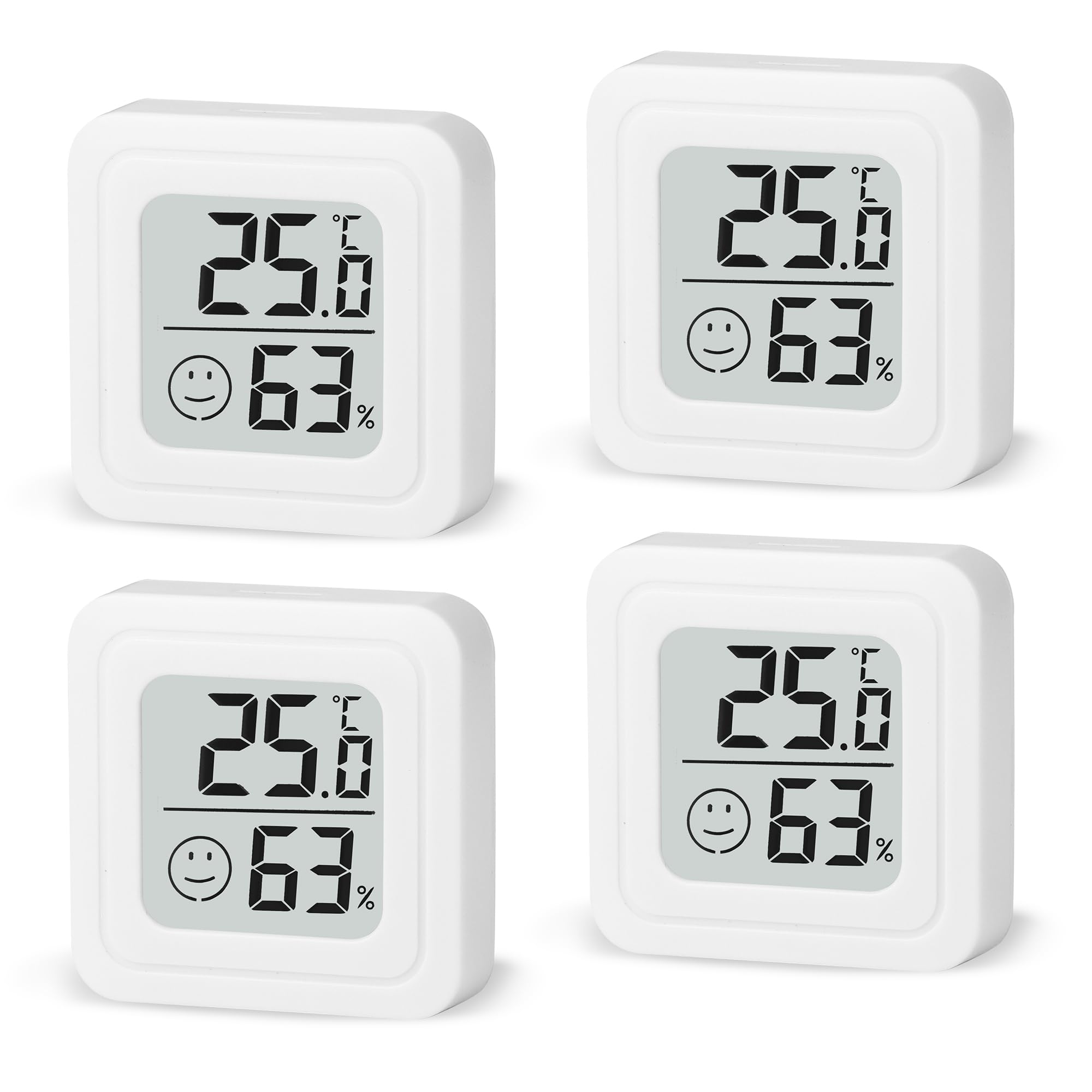 4 Stück luftfeuchtigkeitsmesser Thermometer Innen Digitales Mini Thermo Hygrometer LCD Indoor Thermometer Innen für Babyzimmer Wohnzimmer Büro Gewächshaus (Weiß) Angebot bei HelloDeals