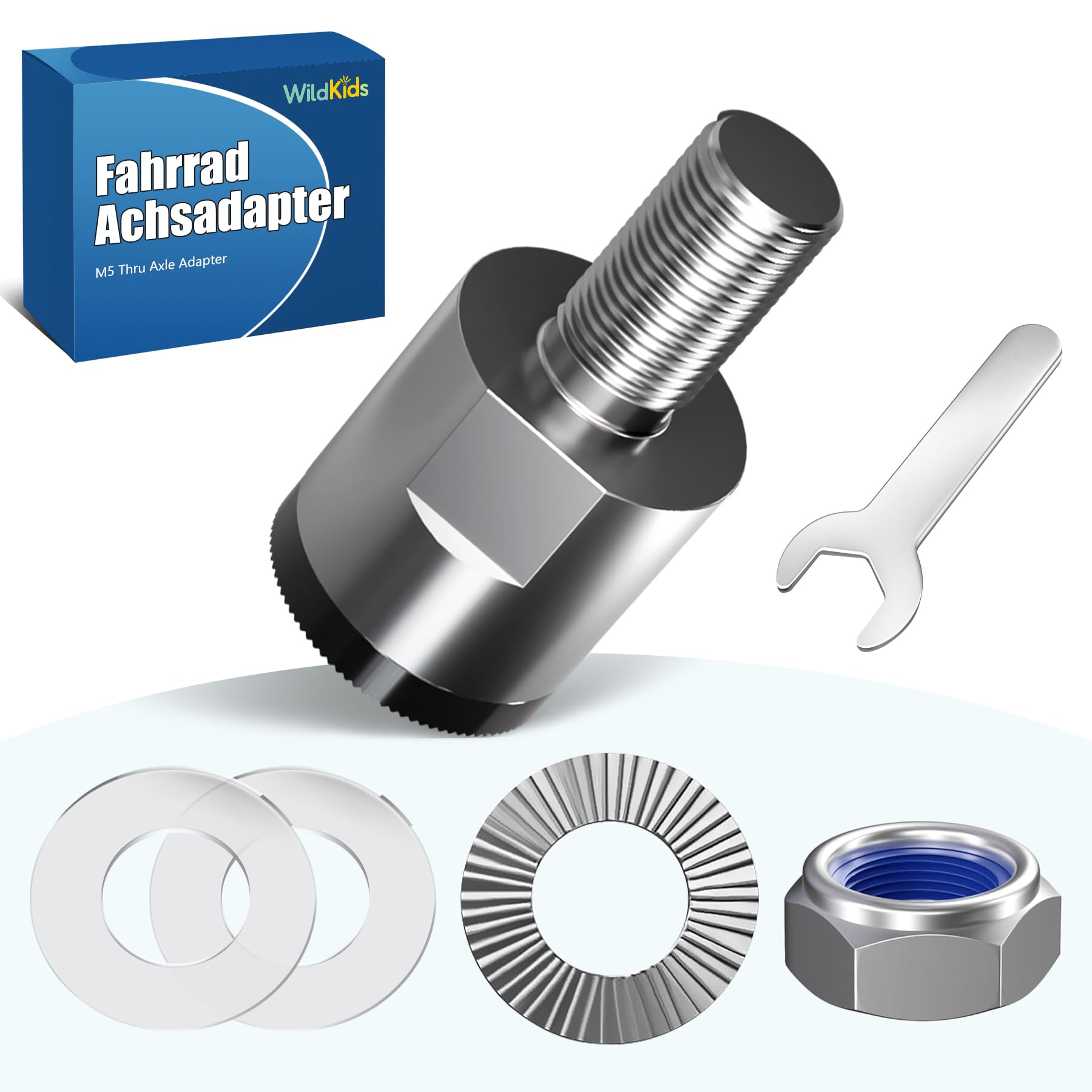WildKids Fahrrad-Achsenadapter – Universeller Achsenadapter mit rutschfester Verzahnung für Fahrradanhänger-Kupplung, passend für die meisten Fahrradanhänger ‎Achsadapter für M5 Schnellspanner Angebot bei HelloDeals