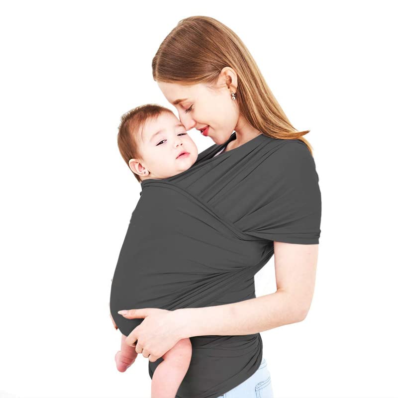 Tragetuch Baby Neugeboren, Babytragetuch Neugeborene Ohne Binden aus Weicher Baumwolle, Belastbar bis 20 Kg, Freihändige Stabile und Ergonomische Baby Trage (Schwarz) Angebot bei HelloDeals