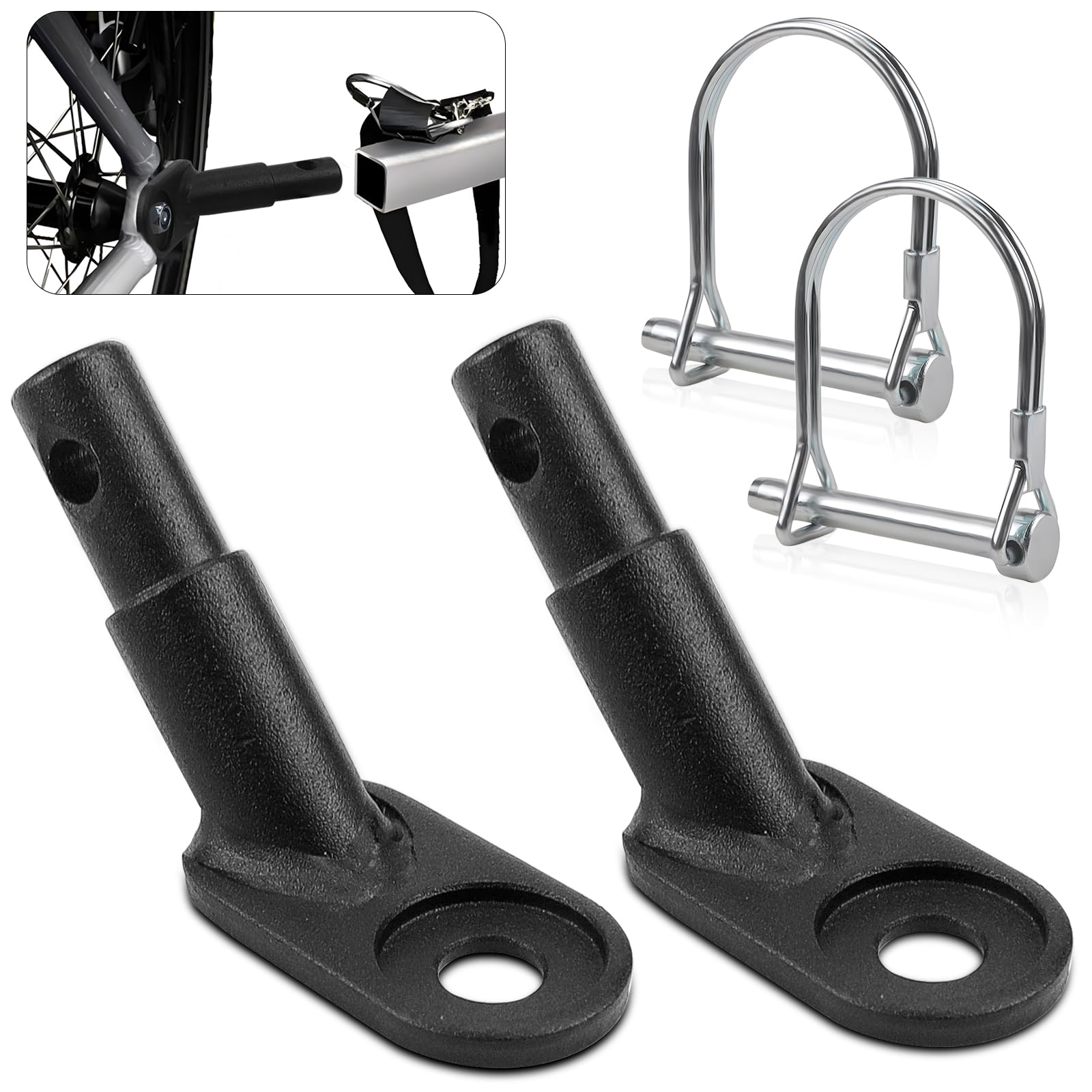 Fahrradanhänger Kupplung Set Fahrrad Anhängerkupplung Schwarz mit Sicherungsstift Adapter für Thule Fahrradanhänger Kinderanhänger Fahrradanhängerkupplung für Kinder Und Hundeanhänger (2 Set) Angebot bei HelloDeals