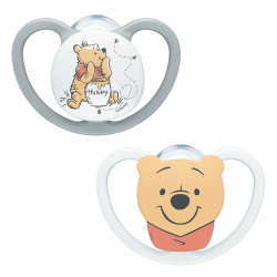 NUK Space Schnuller | 0–6 Monate | Schnuller mit extra Belüftung | BPA-freies Silikon | Disney Winnie Puuh | 2 Stück Standard Winnie Puuh 0-6m Angebot bei HelloDeals