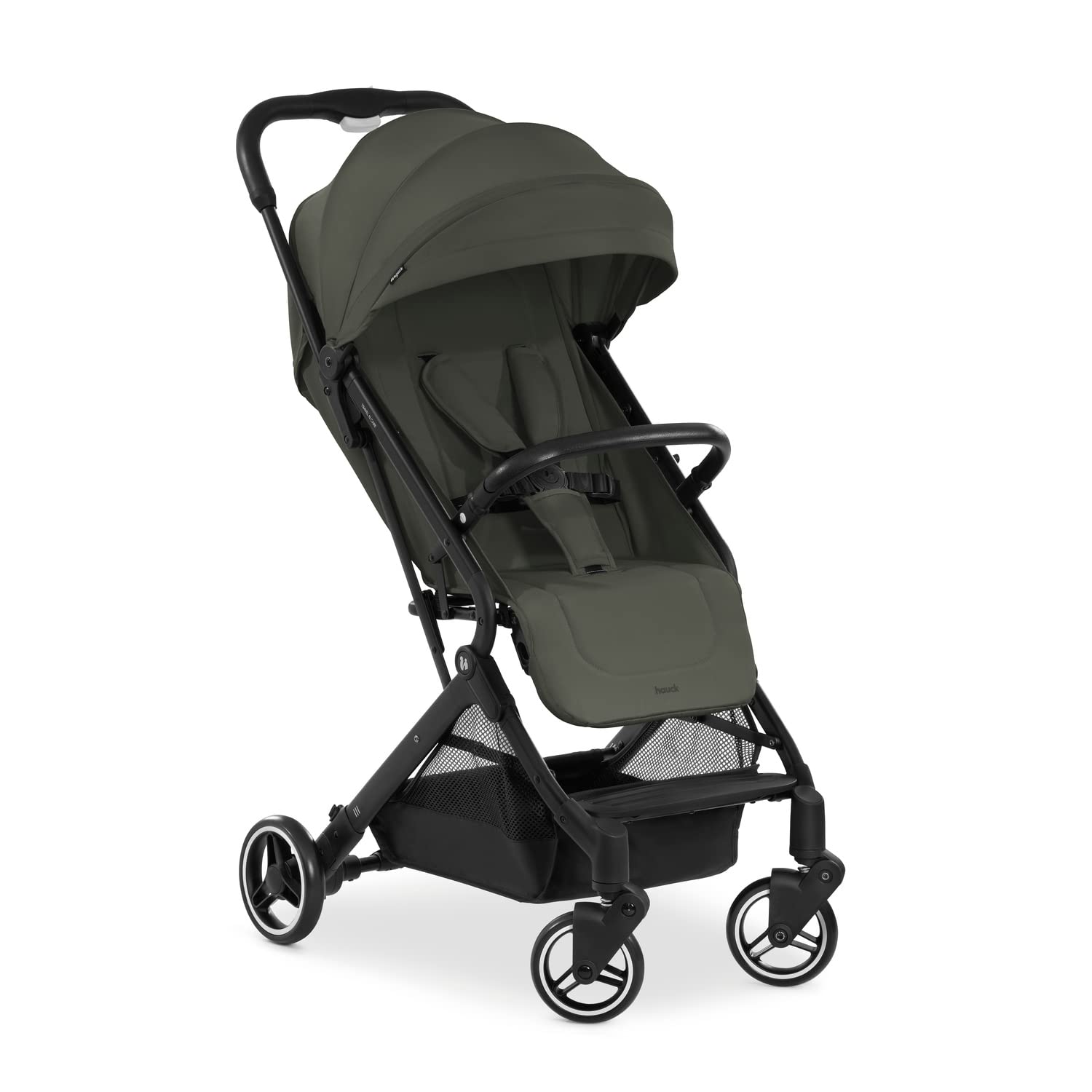 hauck Travel N Care, Dark Olive - Reise Buggy für Kinder ab Geburt bis 22 kg - mit Liegefunktion - Leicht 6,9 kg & Kompakt - Klein Zusammenklappbar - UPF 50+ - EVA Räder - Korb bis 3 kg Angebot bei HelloDeals