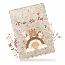 Mutterpasshülle aus Filz für Österreich – Regenbogen & Tiere Design – Mit Innenfächern für Mutter-Kind-Pass, Impfpass und Ultraschallbilder – Hochwertiger Schutz, Perfekt als Geschenk Beigegrau Österreich Bär Angebot bei HelloDeals