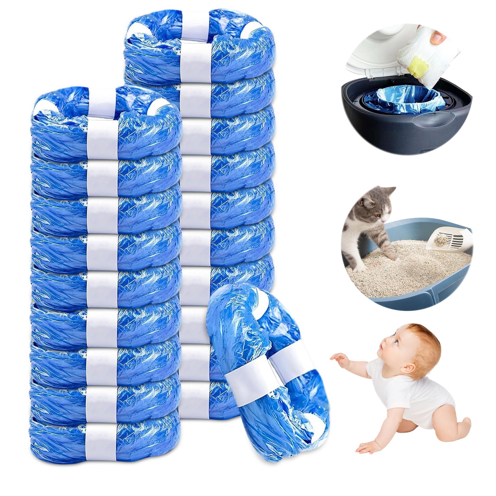 20er-Pack 4.5M Windeleimer NachfüllkassettenNachfüllfolie Abdichtung Zähigkeit, Windeleimer Geruchsdicht Kompatibel mit Meisten Windeleimern, für Litter Locker Nachfüllkassette 20 Stück Angebot bei HelloDeals