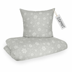 Esprit Flanell Bettwäsche 135x200 Baumwolle Grau Schneeflocken - Luxus Bettwäsche-Set 2teilig - kuschelig & flauschig - 135 x 200 - Bettwäschebezug & Kopfkissenbezug 80x80cm - Winter & Weihnachten Hellgrau 135 x 200 cm Angebot bei HelloDeals
