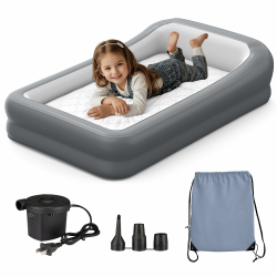 Aufblasbares Reisebett für Kleinkinder, tragbare Kinder-Luftmatratze mit Sicherheitsstoßstangen, ideal für Reisen, inklusive Pumpe und Tragetasche Angebot bei HelloDeals
