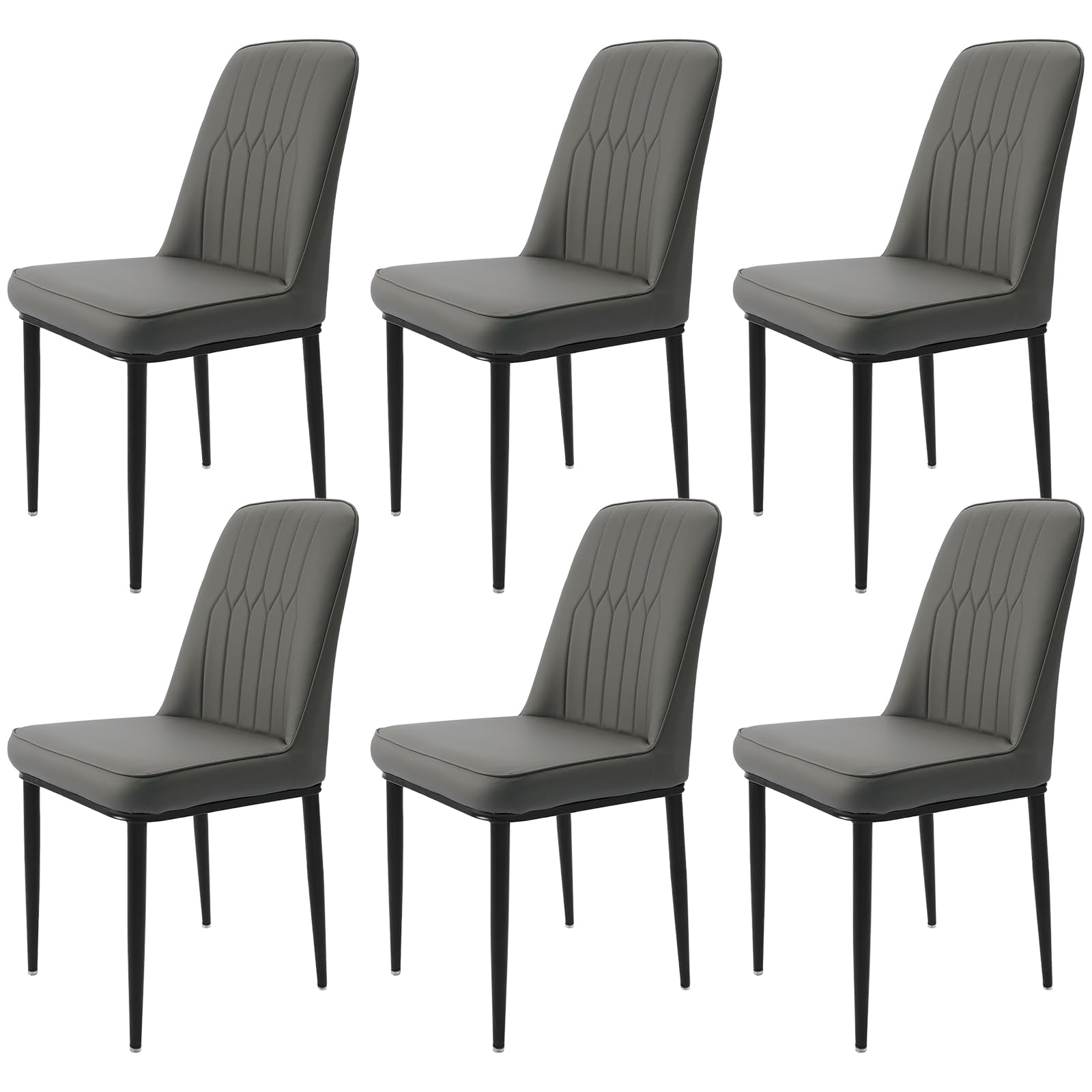 Esszimmerstühle 6er Set mit Kunstleder Bezug Ergonomischer Stuhl für Esszimmer Hoher Rückenlehne Bequemer Polsterstuhl Moderner Küchenstuhl Grau Kleine Grau 6 Angebot bei HelloDeals