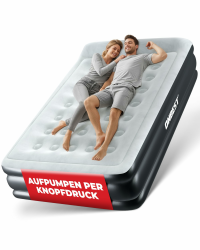 Luftbett selbstaufblasend – für 2 Personen – 203 x 152 x 46 cm -Luftmatratze mit elektrischer Pumpe – aufblasbares Gästebett in 3-5 Minuten – integriertes Kopfkissen (Schwarz) Angebot bei HelloDeals