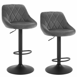 WOLTU Barhocker 2er Set, Barstuhl mit Lehne, höhenverstellbar drehbar, gepolsterter Samtsitz, rutschfestes Metallfuß, für Küche Hausbar, Dunkelgrau Dunkelgrau Samt Angebot bei HelloDeals