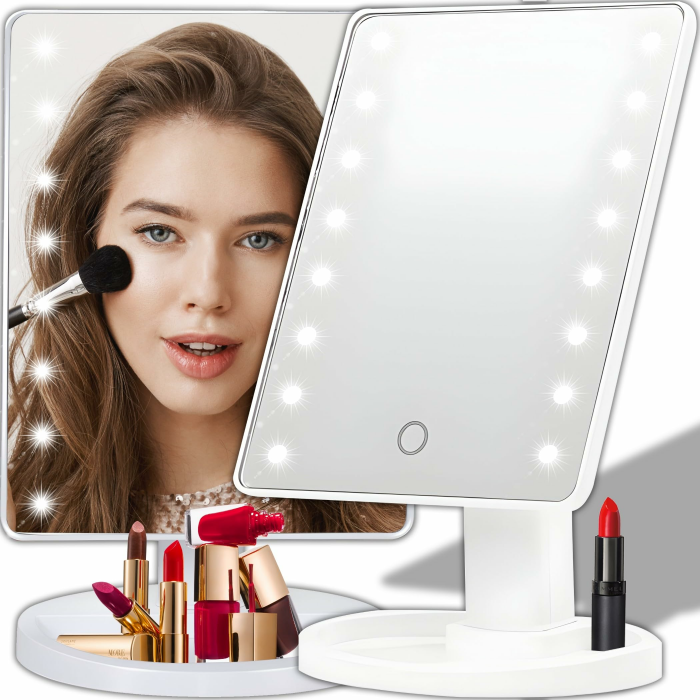 Retoo Drehbar Kosmetikspiegel LED mit Beleuchtung, Makeup Spiegel, Schminkspiegel für Zuhause und Unterwegs, für Schminken & Rasieren, Make-up-Spiegel, Make up Standspiegel Angebot bei HelloDeals