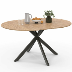 IDMarket - Esstisch, ausziehbar, rund, Alix, 4-8 Personen, Spinnenfuß, Holz und Schwarz, 110 – 150 cm Angebot bei HelloDeals