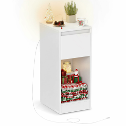VASAGLE Nachttisch, schmal, Beistelltisch, LED-Beleuchtung, 1 USB-A-Anschluss, 1 USB-C-Anschluss, Schublade, offenes Fach, für Schlafzimmer, Wohnzimmer, wolkenweiß LET610W01 1 Wolkenweiß Angebot bei HelloDeals