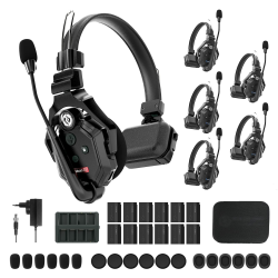 Hollyland Solidcom C1 [Offiziell] Full Duplex Wireless Intercom System 350m Reichweite Kabellose Headset für 6 Nutzer Teamkommunikation Kommunikationssystem 168g Einseitiges Headset 1 Master& 5 Remote 6 Set Angebot bei HelloDeals