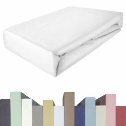 EDDA LUX Spannbettlaken für 20-40 cm hohe Matratzen, 180 x 200-220 bis 200 x 200-220 cm, Öko-Tex, Baumwolle m. 5% Elasthan, Premium Spannbetttuch für Boxspringbett, in Weiß 180 x 200 bis 200 x 220 cm Weiß Angebot bei HelloDeals