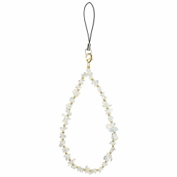 OFFCUP Handy-Armband, Handy Perlen Schlüsselband mit 2 Handy Patch, Handykette Perlen Leder Doppelkette Handyanhänger, Handy-Charm, Handy Lanyard, Handykette Handyband Handschlaufe Weißer Stein Angebot bei HelloDeals