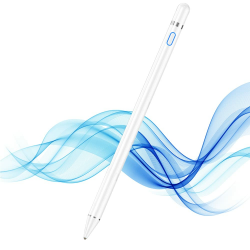 Active Stylus Pen für sämtliche Touchscreens, 1,5mm Feiner Spitze Tablet Stift, Eingabestift Smartphone Kompatibel mit Pad Pro/Air/Mini 2/3/4 und Allen Anderen Touchscreen-Geräten (Kein Palme Reject) Weiß (Standard) Angebot bei HelloDeals