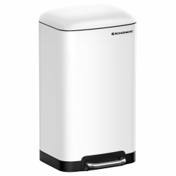 SONGMICS Mülleimer Küche, 30 Liter Abfalleimer, Tretmülleimer aus Stahl, mit Deckel und Inneneimer, Softclose, weiß LTB01W Angebot bei HelloDeals