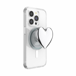 PopSockets Phone Grip for MagSafe with Kickstand, Magnetic Stand, Swappable Top, Secure Hold for iPhone MagSafe Cases, Phone & Tablet Grip - Enamel Silver Heart Emaille Heart of Silver MagSafe Angebot bei HelloDeals