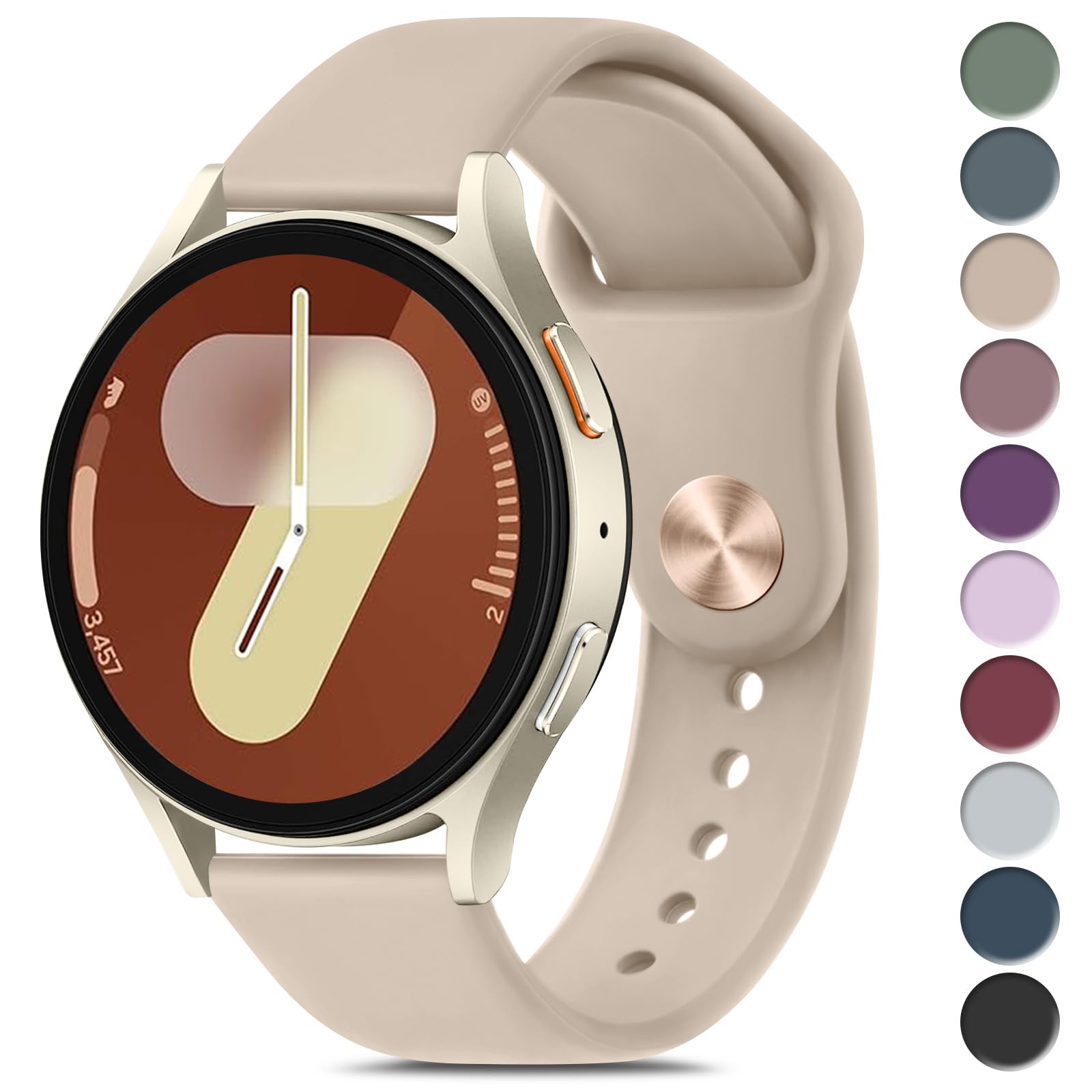 Mugust Armband Kompatibel Mit Samsung Galaxy Watch 7 (40mm/44mm) Und Watch FE (40mm) - 20mm Silikon Wasserdichtes Sport Ersatzarmband Milchtee Farbe Angebot bei HelloDeals