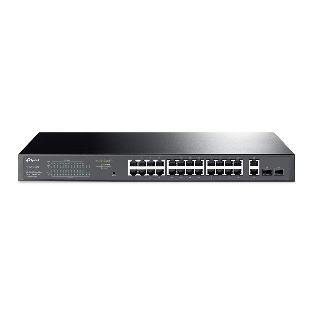 TP-Link TL-SG1428PE 28-Port Gigabit Easy Smart Switch mit 24 PoE+ Ports(2SFP Slots, 250 Watt, geschirmte RJ-45 Ports, einfache Konfiguration, ideal für kleine und mittlere Unternehmen) Schwarz Single Angebot bei HelloDeals