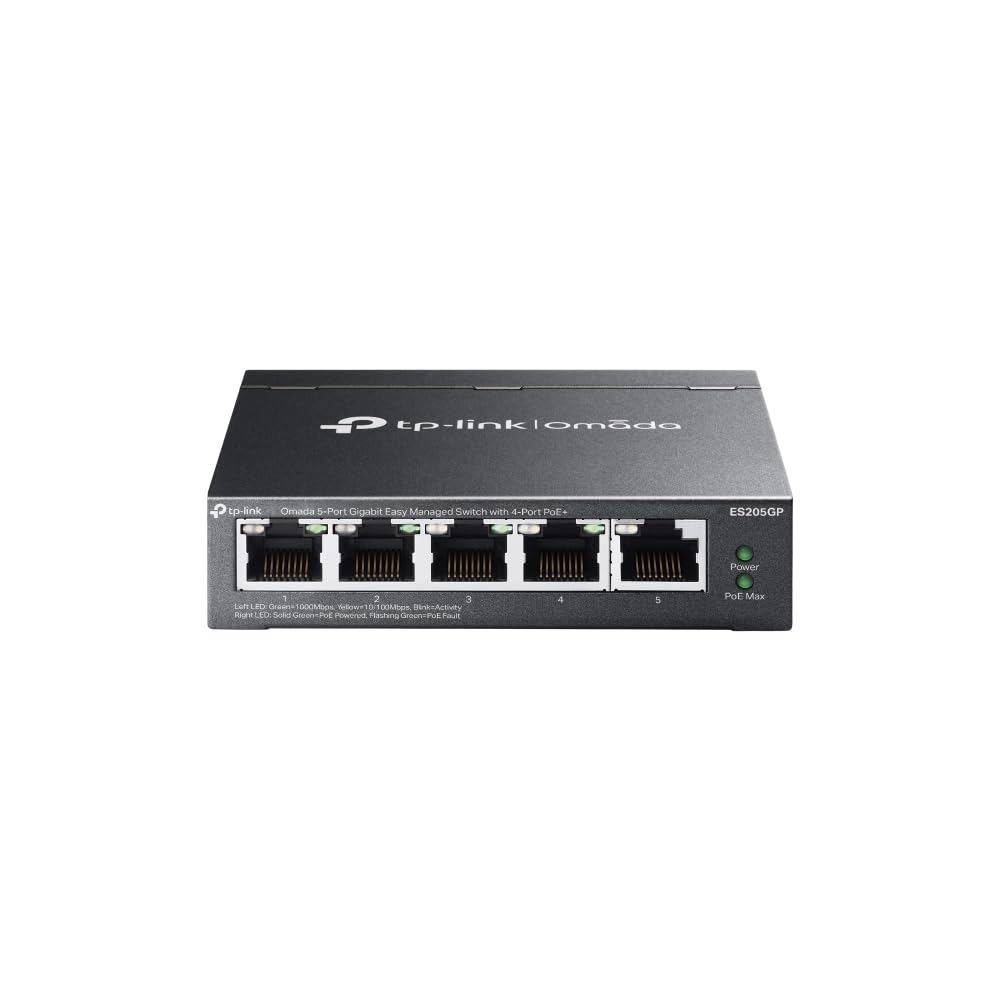 TP-Link Omada ES205GP 5-Port Gigabit Easy Managed Switch mit 4 PoE+-Ports, 65W PoE-Budget, Metallgehäuse, Plug & Play, Auto Recovery, Port-Isolierung, VLAN, IGMP Snooping, Zentrales Cloud-Management Angebot bei HelloDeals