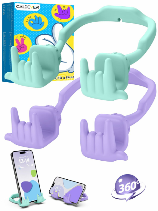 Geschenke für Frauen Männer Mädchen und Jungen Handyhalter: Weihnachten Geschenk Rock-Geste Handyhalterung für Tisch Nikolaus handy halterung tisch Kleine Gadgets zu Weihnachten Geburtstag Lila Grün Lila & Grün 2 Angebot bei HelloDeals